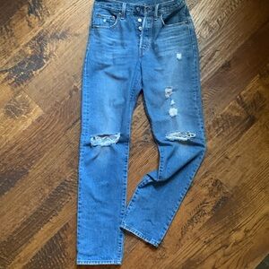 Levi’s 501 Distressed High Rise Straight Leg Jeans